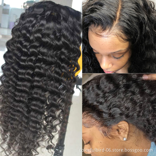 Deep Wave Frontal Wig Transparent Lace Wigs deep Lace Front Human Hair Wigs 4*4 lace Brazilian human hair